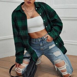 shein plaid drop shoulder shirt
